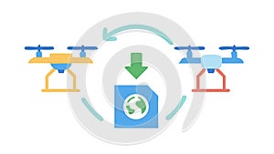 Drone Data Transfer Cloud Computing Network, vector design Generative AI