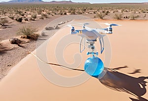 A drone delivering water in Africa