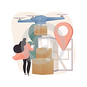 Drone delivery abstract concept vector illustration.