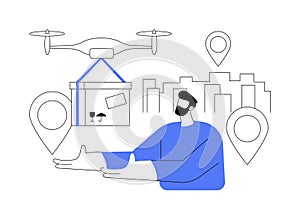 Drone delivery abstract concept vector illustration.