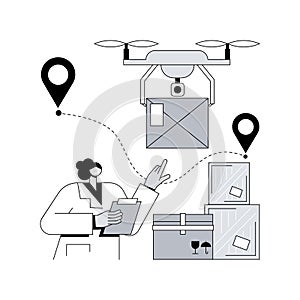 Drone delivery abstract concept vector illustration.