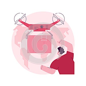 Drone delivery abstract concept vector illustration.