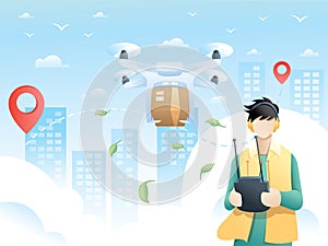 Drone delivery concept vector illustration