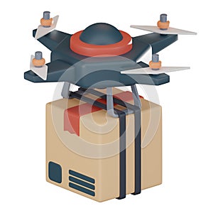 Drone Delivery Futuristic Logistics 3D Icon, Fast and Efficient Cargo Shipment. Aerial Technology for Modern Transportation. 3D