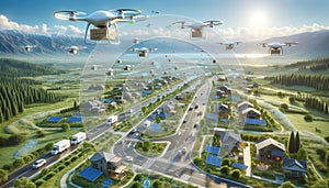 Drone Delivery System Over Eco-Friendly Suburb