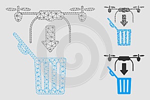 Drone Drop Trash Vector Mesh Network Model and Triangle Mosaic Icon