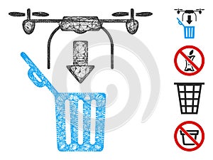 Drone Drop Trash Web Vector Mesh Illustration