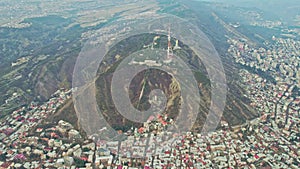 Drone flies above Tbilisi Georgia