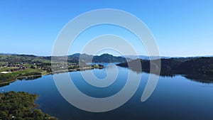 Drone flight above Czorsztyn Lake.