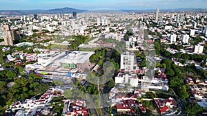Drone Flight Over Avenida Manuel Acuna and Glorieta in Monraz, Guadalajara