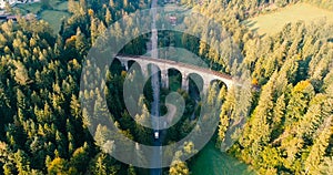 Drone flight over railway viaduct