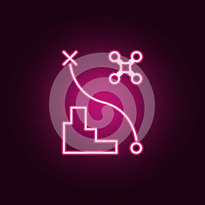 drone flight path icon. Elements of Drones in neon style icons. Simple icon for websites, web design, mobile app, info graphics