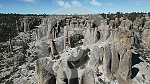 Drone fly above Monk stone valley in Creel Chihuahua Mexico