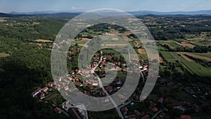 Drone flying above the little village of Zlot