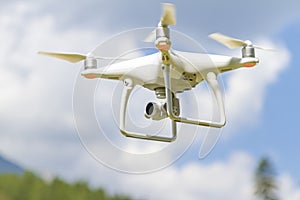 Drone flying above mountains