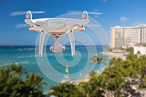 Drone Flying Above Waikiki Beach in Hawaii
