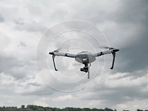 Drone Flying Cloudy Sky