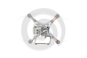 Drone flying isolated on white background with clipping path