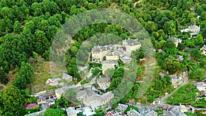 Drone flying over small village Mikro Papigo Greece