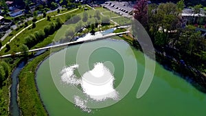 Drone flying over Val de Briey, aerial view of the Sangsue lake, Meurthe-et-Moselle