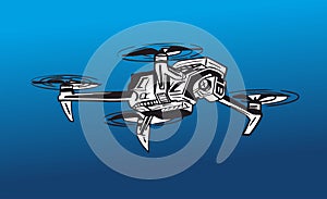 Drone flying remote control flying machine scout camera in the sky