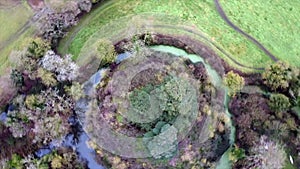 Drone footage of the 11th century motte-and-bailey Haughley castle in Suffolk