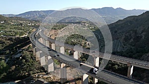 Drone footage of the A44 motorway viaduct at Mondujar, Granada, Spain