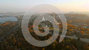 Drone footage aerial view of Motherland Monument