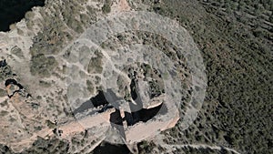 Drone footage of the historic ruins of Mondujar Castle, Granada, Spain