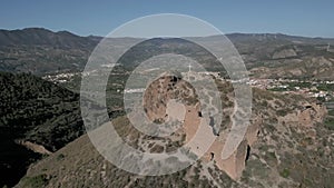 Drone footage of the historic ruins of Mondujar Castle, Granada, Spain