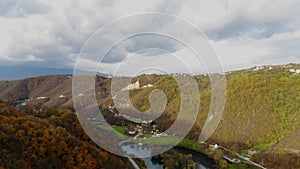 Drone footage of Kostelski Buk a waterfall near city of Bihac