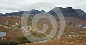 Drone footage of NC500 and Assynt mountains