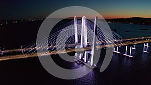 Drone footage of the New Tappan Zee bridge, by night