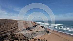 Drone footage of ocean waves, Tamri Morocco