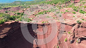 Drone footage over Canyon du diable in Saint-Saturnin-de-Lucian, France