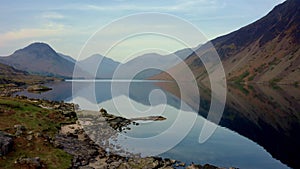 Drone footage over Wastwater in the english lake district