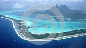 Drone footage of whole island of Bora Bora, Tahiti, French Polynesia