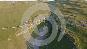 Drone footage in the Yorkshire Dales of a small water near Parsons Pulpit, Arncliffe, North Yorkshire UK