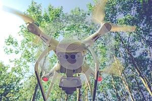 Drone gadget in forest