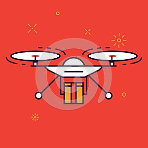 Drone Icon in Flat Linear Vector Style