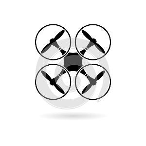 Drone icon, Silhouette quadrocopter a top view icon