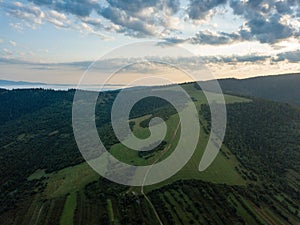 Drone image. aerial view of rural mountain area in Slovakia, villages of Zuberec and Habovka from above