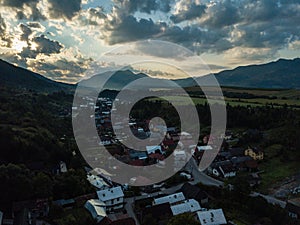 Drone image. aerial view of rural mountain area in Slovakia, villages of Zuberec and Habovka from above