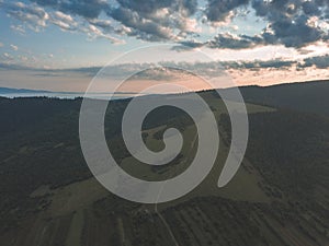 Drone image. aerial view of rural mountain area in Slovakia, villages of Zuberec and Habovka from above - vintage retro look