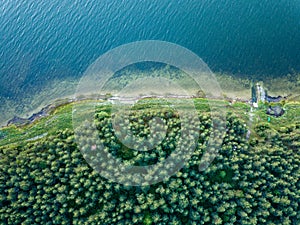 drone image. aerial view shore line in Baltic sea, Hiiumaa, Estonia