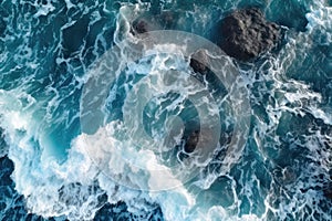 Drone Image Of An Ocean With Waves That Form Intricate Patterns Resembling Lace. Generative AI