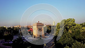 Drone Image for Triumph Arch in Bucharest, Romania