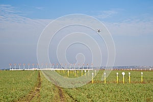 Drone inspection over airport runway