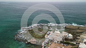 Drone landscape footage over Batroun coastal city in Lebanon