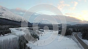 Drone launch in the Chugach mountains